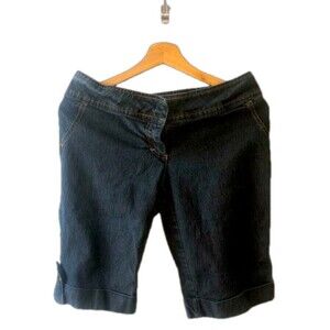 Vintage Worthington Knee Length Jean Shorts Size 4 Bermudas Y2K 90s Dark Wash